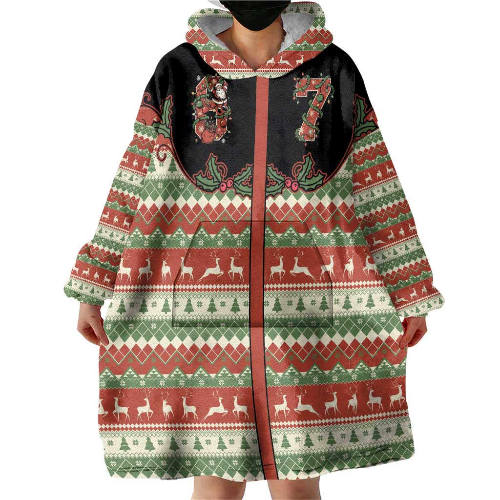 Western Yoke Wearable Blanket Hoodie Funny Six Seven Christmas - Wonder Print Shop