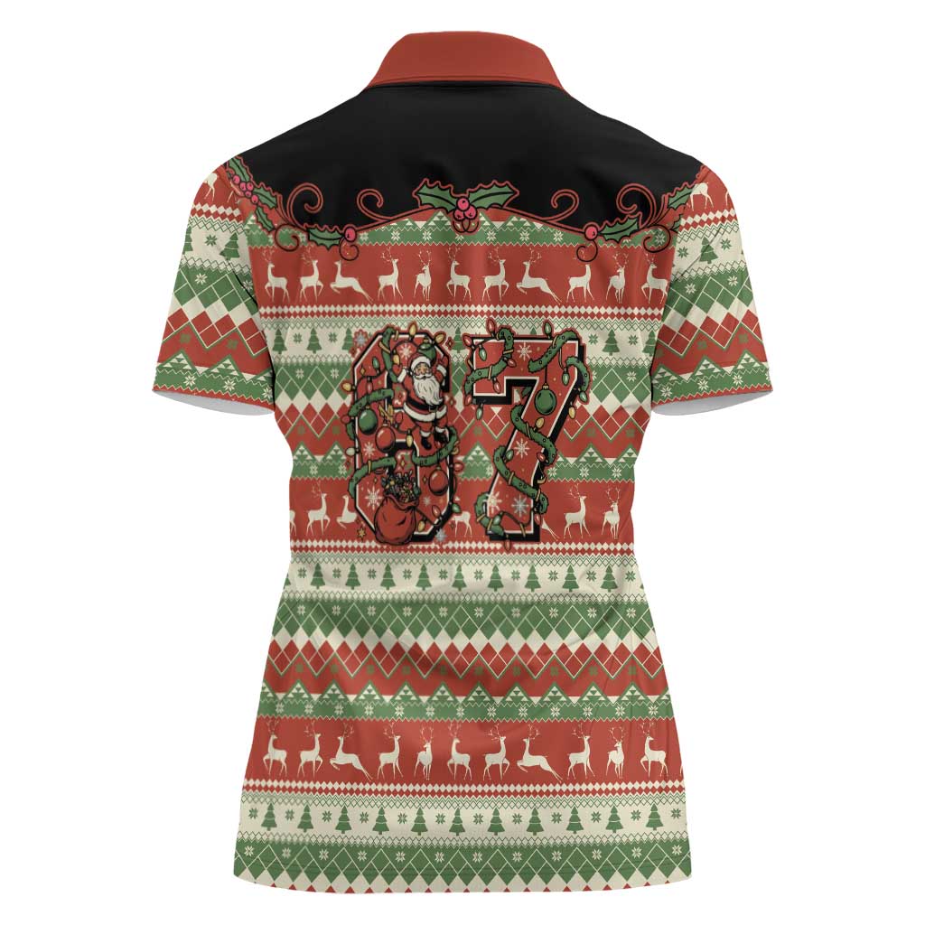 Western Yoke Women Polo Shirt Funny Six Seven Christmas - Wonder Print Shop
