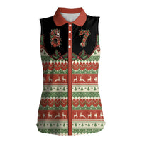 Western Yoke Women Sleeveless Polo Shirt Funny Six Seven Christmas - Wonder Print Shop
