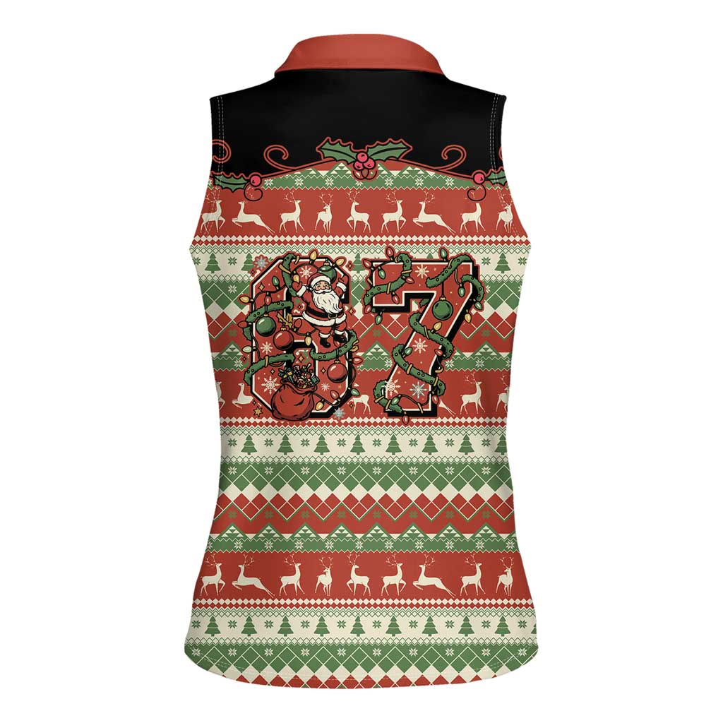 Western Yoke Women Sleeveless Polo Shirt Funny Six Seven Christmas - Wonder Print Shop
