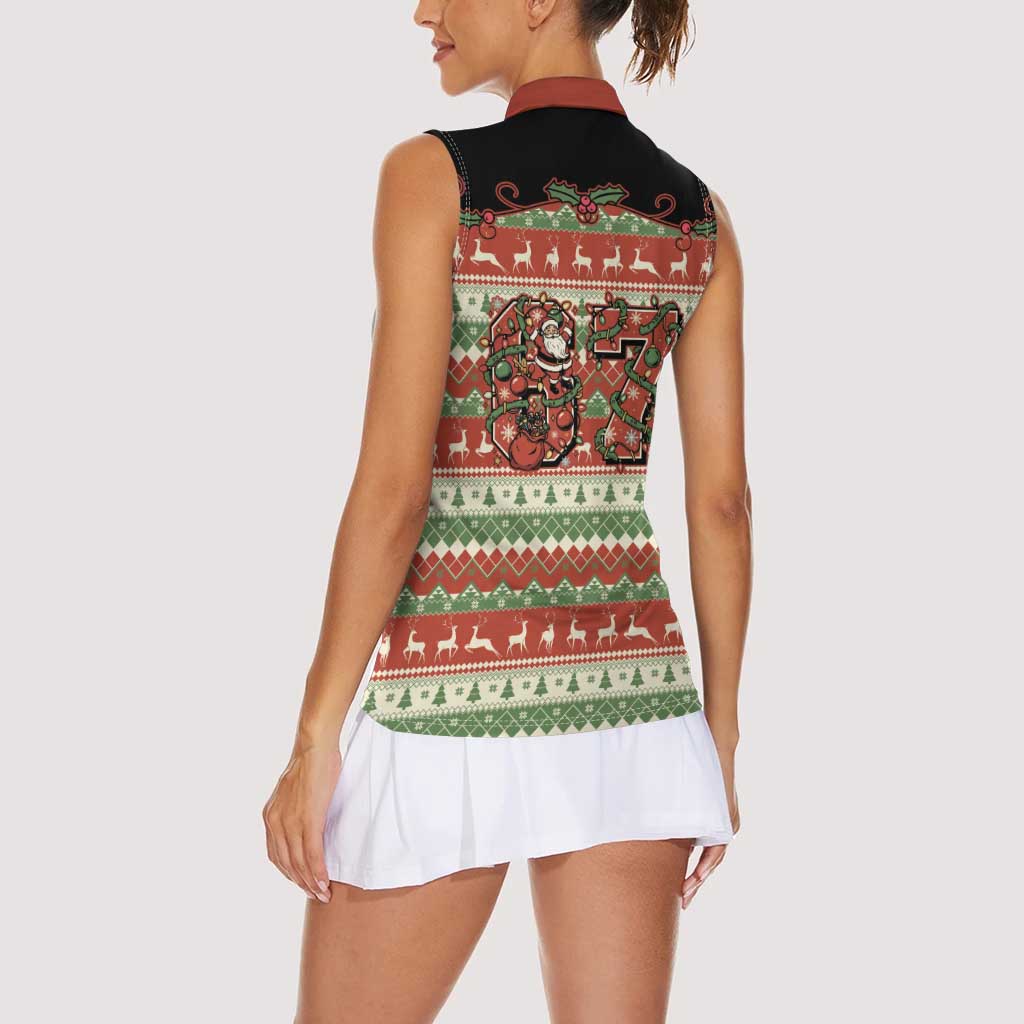 Western Yoke Women Sleeveless Polo Shirt Funny Six Seven Christmas - Wonder Print Shop