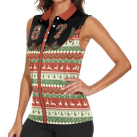 Western Yoke Women Sleeveless Polo Shirt Funny Six Seven Christmas - Wonder Print Shop
