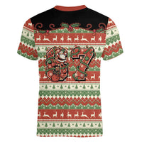 Western Yoke Women V-Neck T-Shirt Funny Six Seven Christmas - Wonder Print Shop