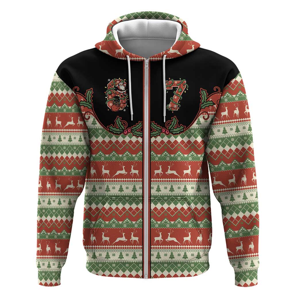 Western Yoke Zip Hoodie Funny Six Seven Christmas - Wonder Print Shop