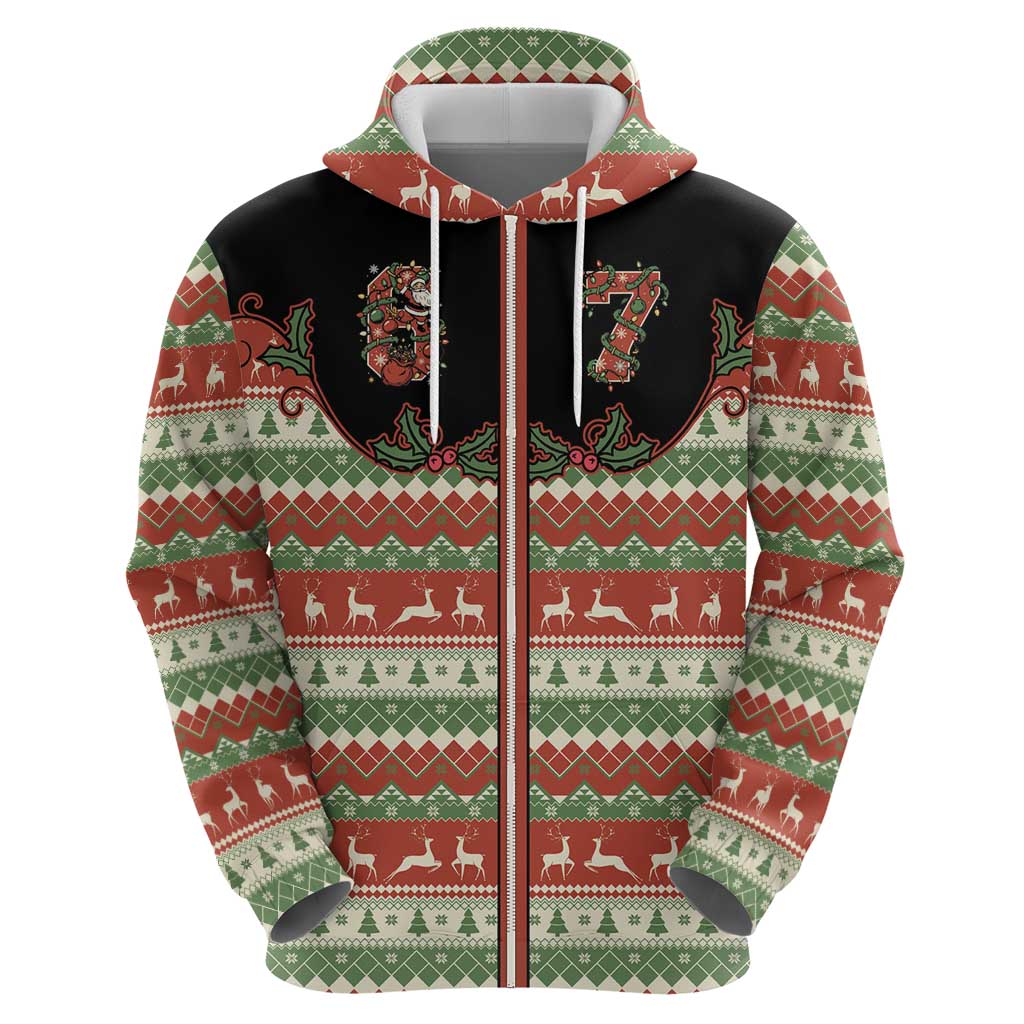 Western Yoke Zip Hoodie Funny Six Seven Christmas - Wonder Print Shop
