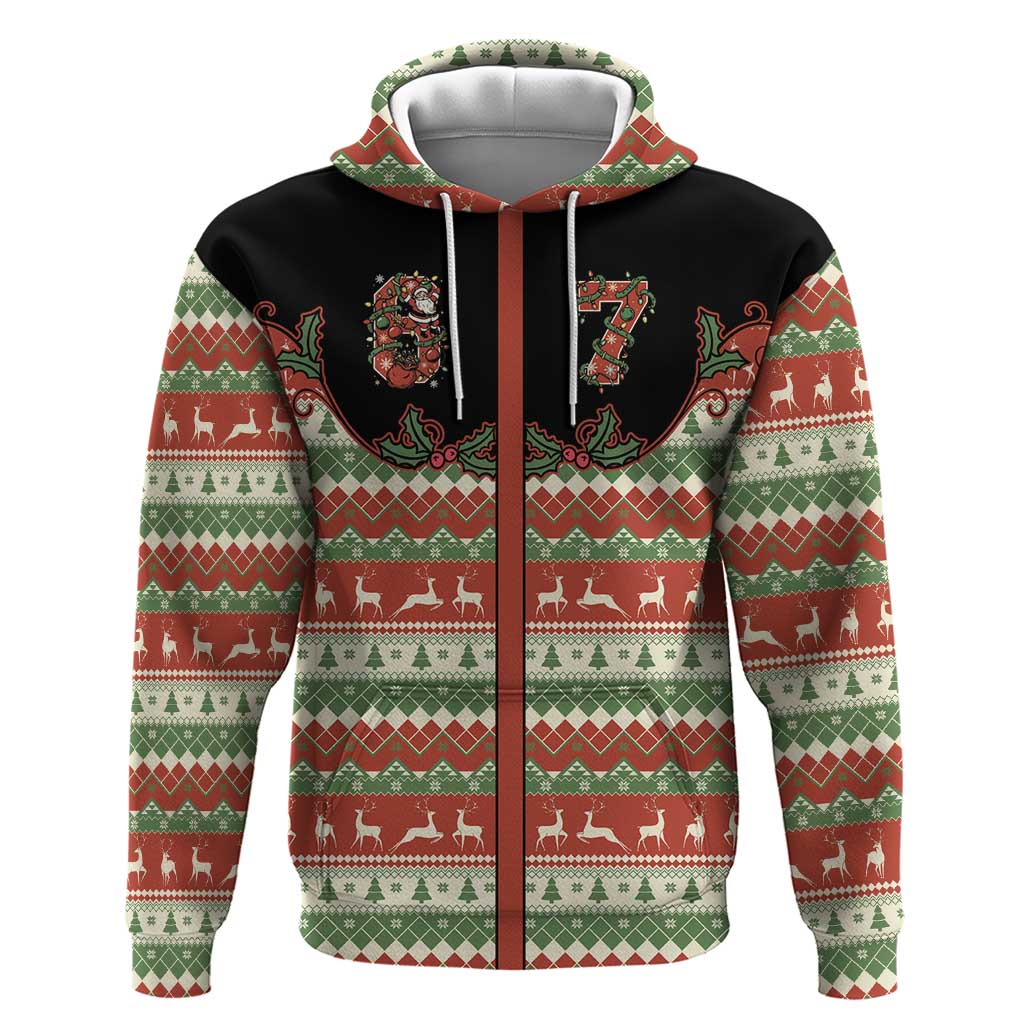 Western Yoke Zip Hoodie Funny Six Seven Christmas - Wonder Print Shop