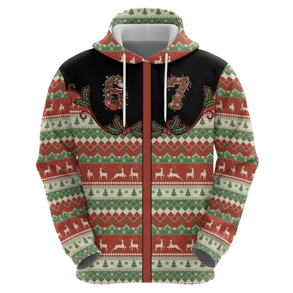 Western Yoke Zip Hoodie Funny Six Seven Christmas - Wonder Print Shop