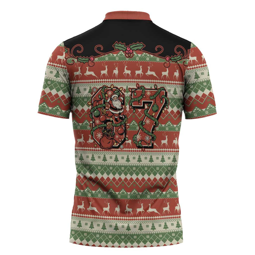 Western Yoke Zipper Polo Shirt Funny Six Seven Christmas - Wonder Print Shop