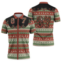 Western Yoke Zipper Polo Shirt Funny Six Seven Christmas - Wonder Print Shop