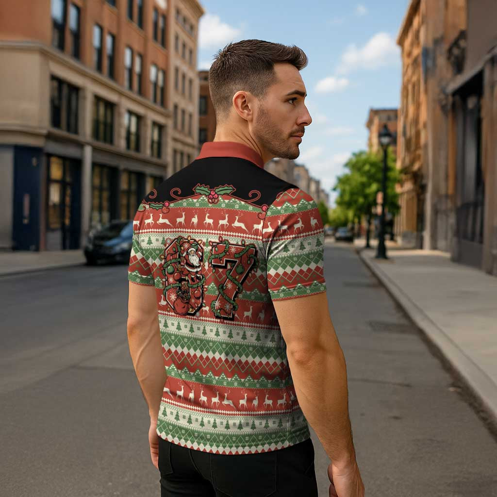 Western Yoke Zipper Polo Shirt Funny Six Seven Christmas - Wonder Print Shop