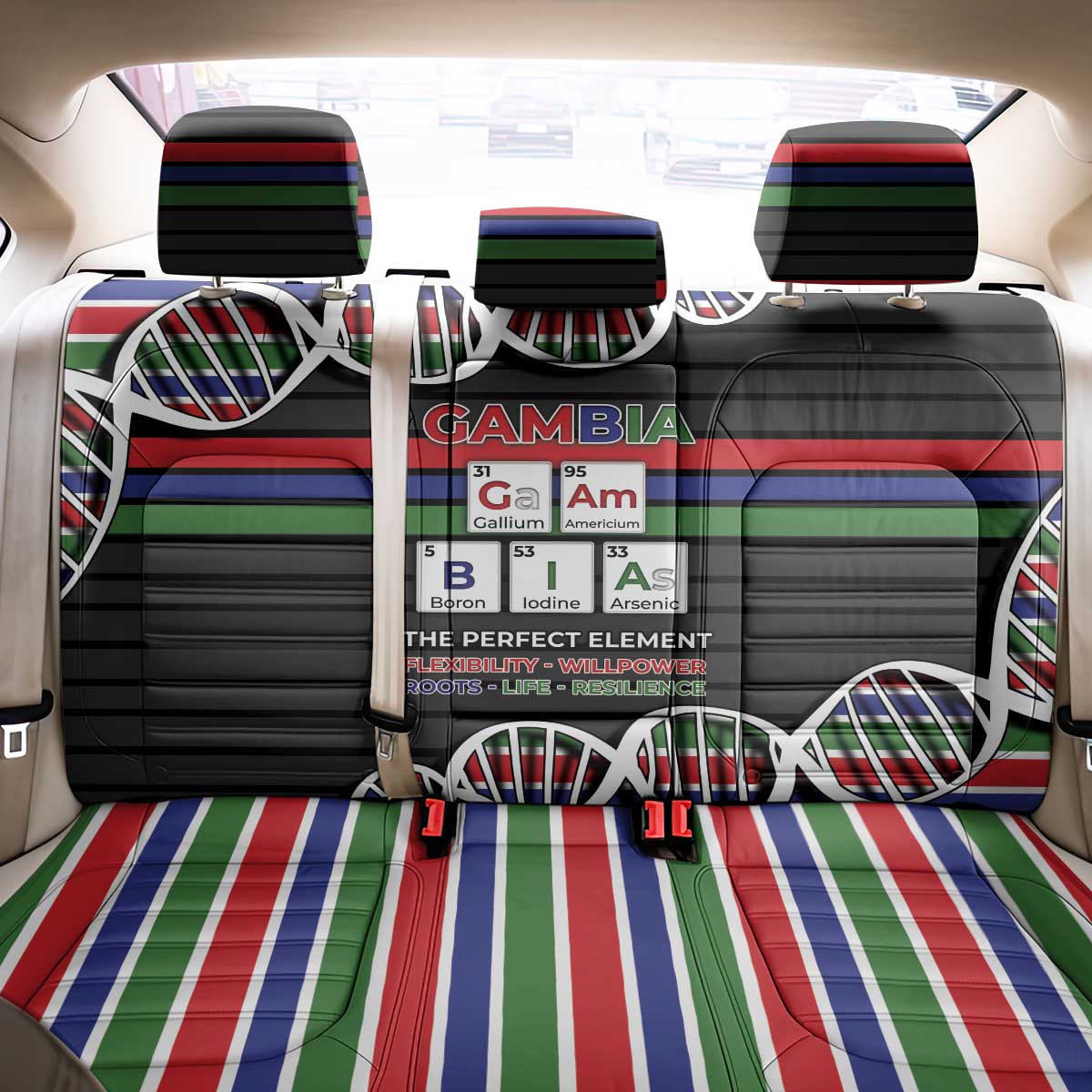 Gambia Back Car Seat Cover Perfect Periodic Element Of African - Wonder Print Shop