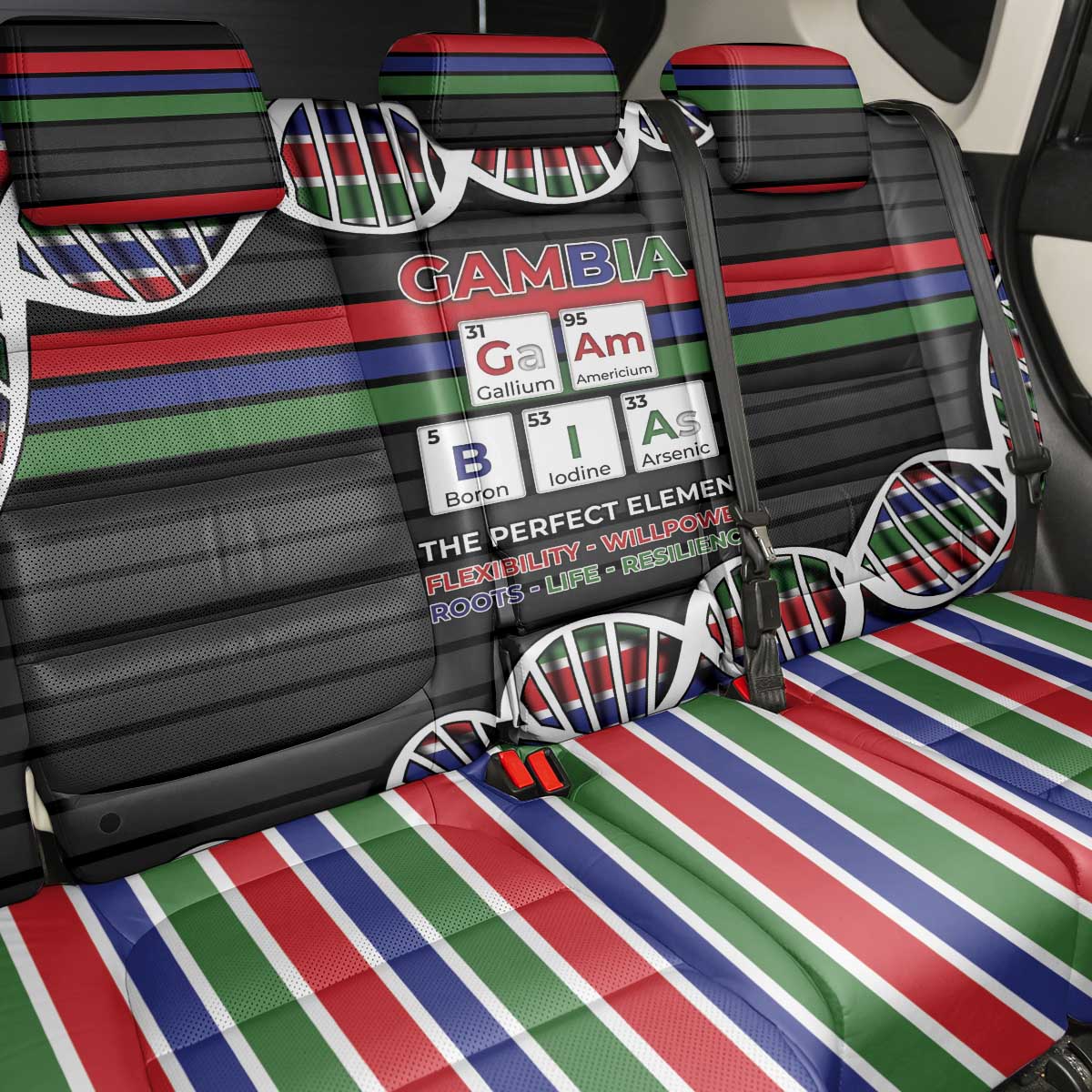 Gambia Back Car Seat Cover Perfect Periodic Element Of African - Wonder Print Shop