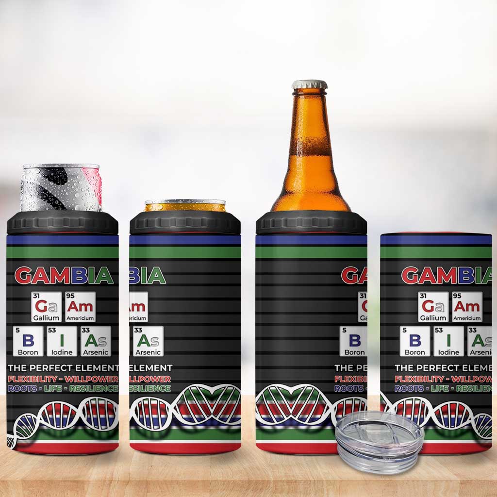 Gambia 4 in 1 Can Cooler Tumbler Perfect Periodic Element Of African - Wonder Print Shop