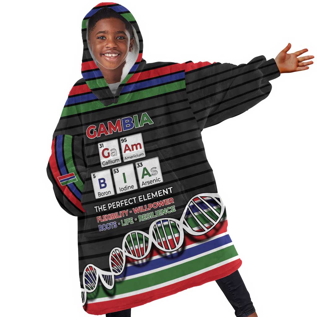 Gambia Kid Wearable Blanket Hoodie Perfect Periodic Element Of African - Wonder Print Shop