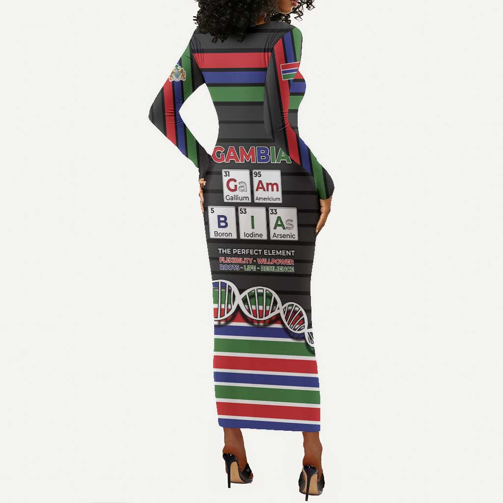 Gambia Long Sleeve Bodycon Dress Perfect Periodic Element Of African - Wonder Print Shop