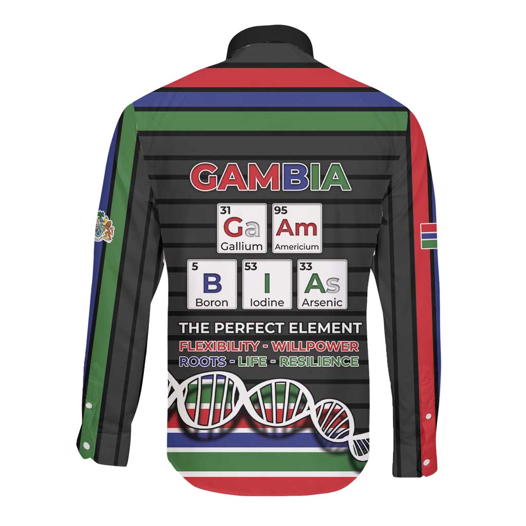Gambia Long Sleeve Button Shirt Perfect Periodic Element Of African - Wonder Print Shop