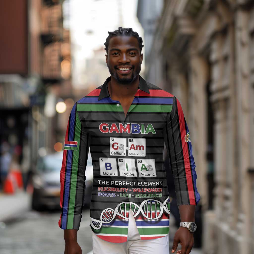 Gambia Long Sleeve Button Shirt Perfect Periodic Element Of African - Wonder Print Shop
