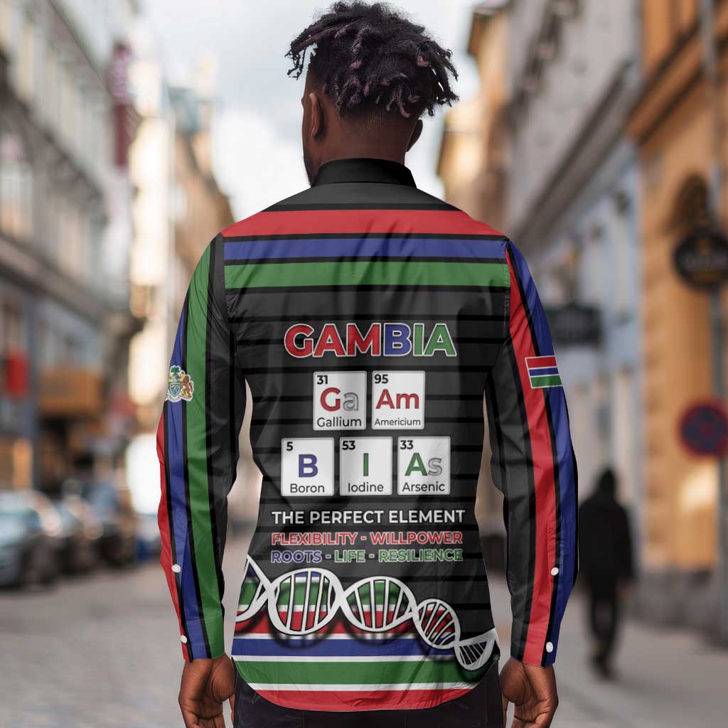 Gambia Long Sleeve Button Shirt Perfect Periodic Element Of African - Wonder Print Shop