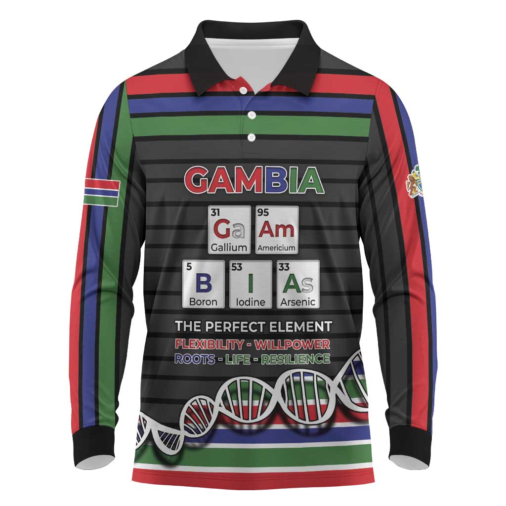 Gambia Long Sleeve Polo Shirt Perfect Periodic Element Of African - Wonder Print Shop