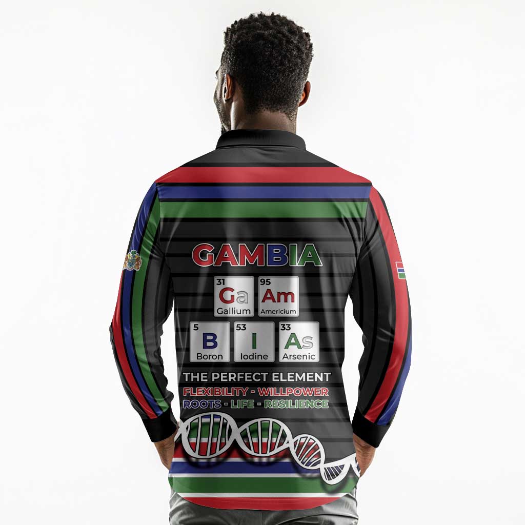 Gambia Long Sleeve Polo Shirt Perfect Periodic Element Of African - Wonder Print Shop