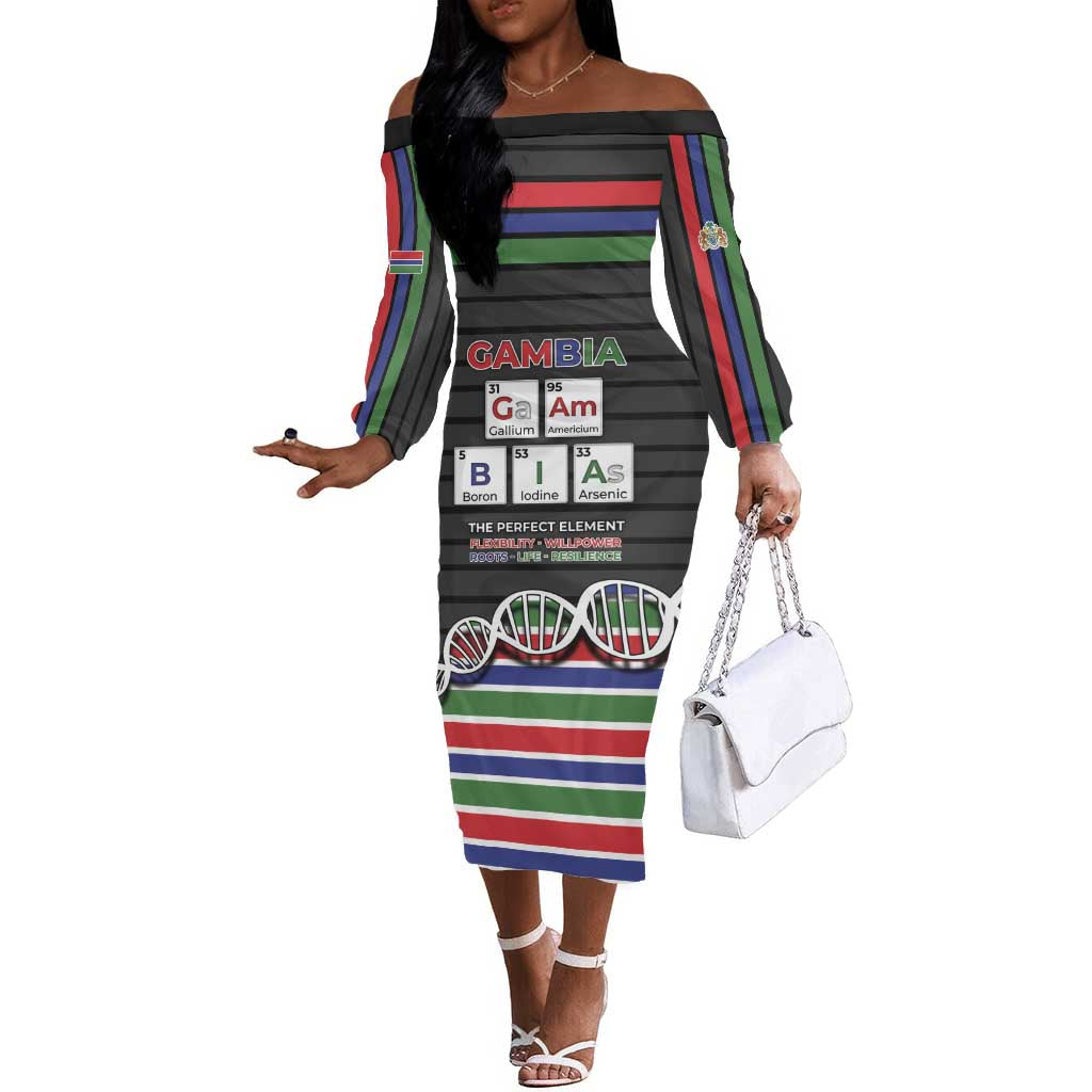 Gambia Off The Shoulder Long Sleeve Dress Perfect Periodic Element Of African - Wonder Print Shop
