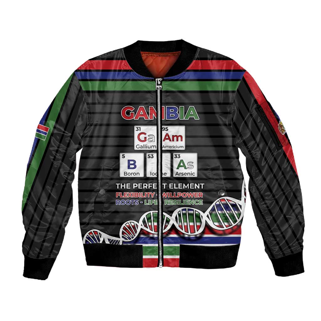 Gambia Sleeve Zip Bomber Jacket Perfect Periodic Element Of African - Wonder Print Shop