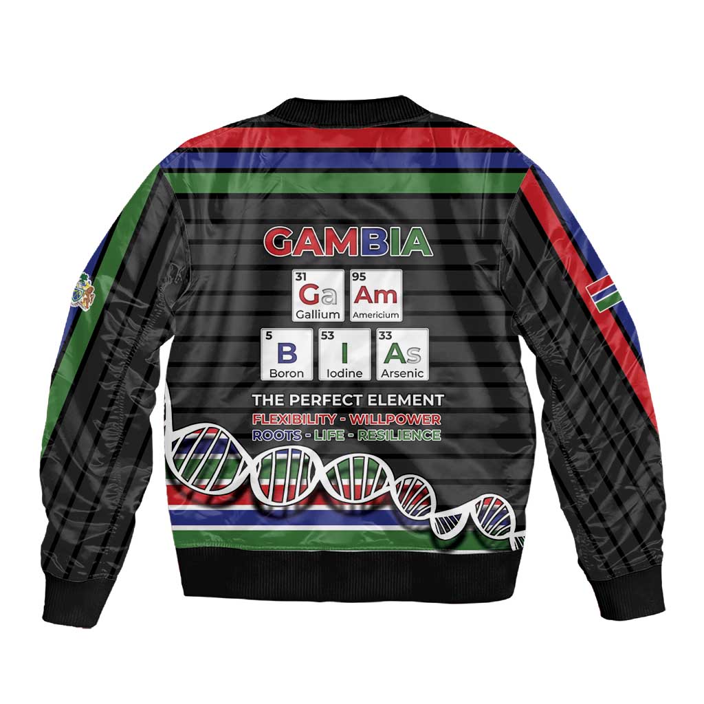 Gambia Sleeve Zip Bomber Jacket Perfect Periodic Element Of African - Wonder Print Shop