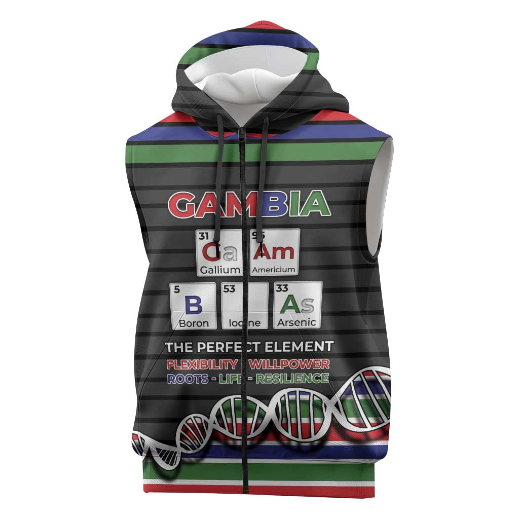 Gambia Sleeveless Zip Hoodie Perfect Periodic Element Of African - Wonder Print Shop