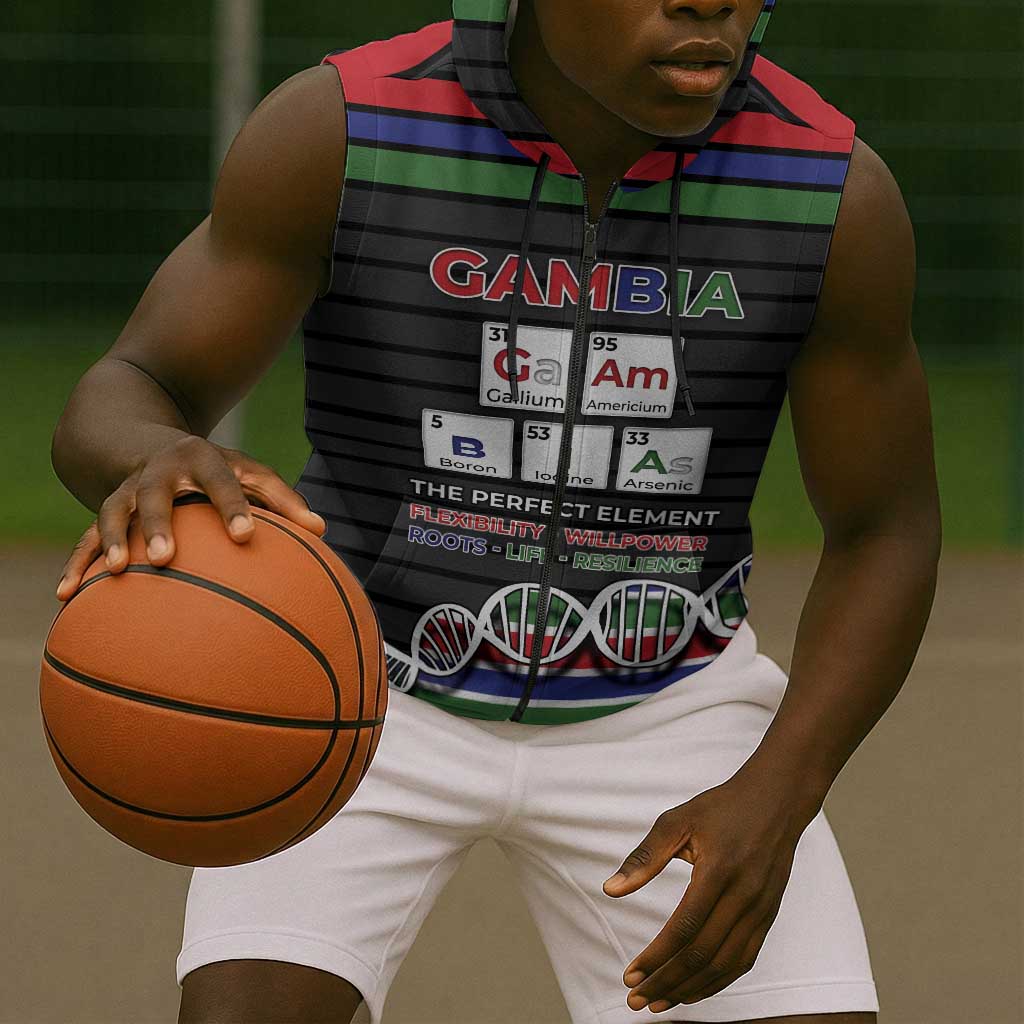 Gambia Sleeveless Zip Hoodie Perfect Periodic Element Of African - Wonder Print Shop