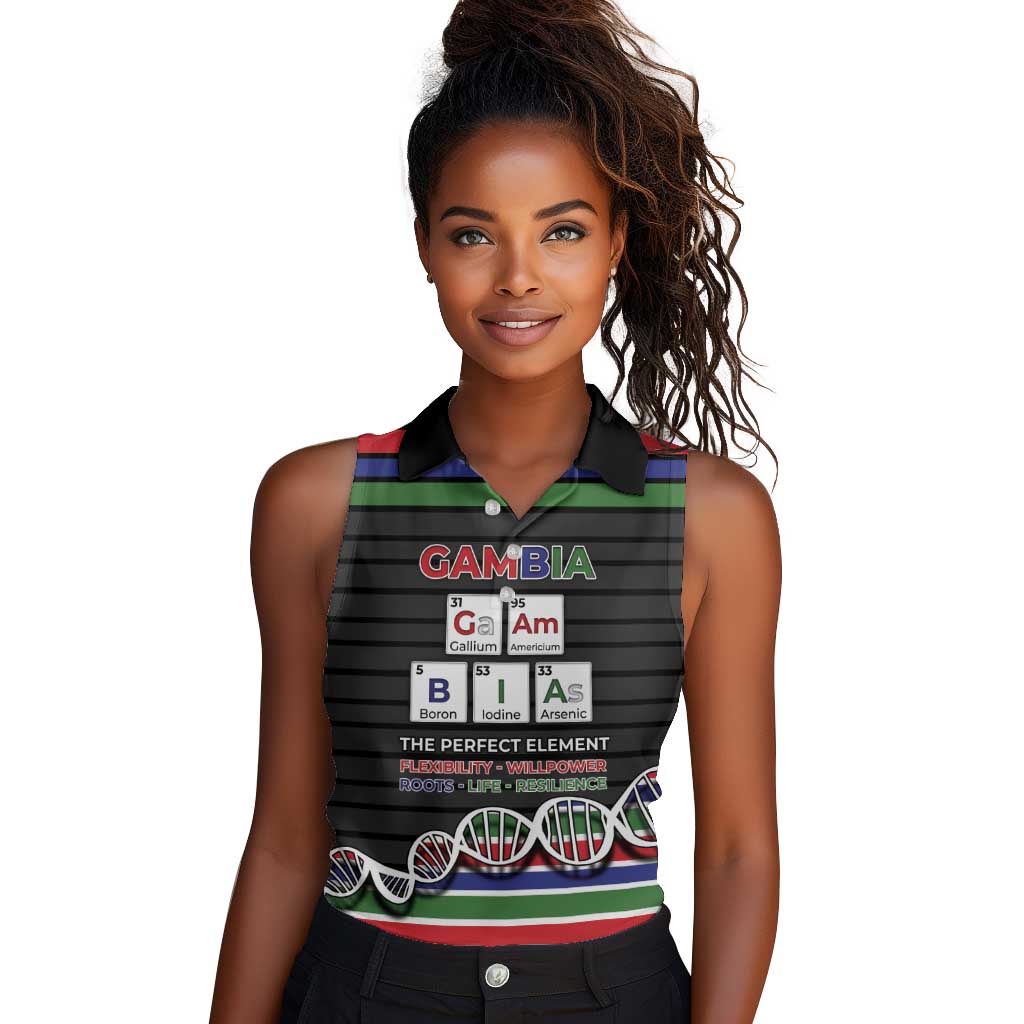 Gambia Women Sleeveless Polo Shirt Perfect Periodic Element Of African - Wonder Print Shop