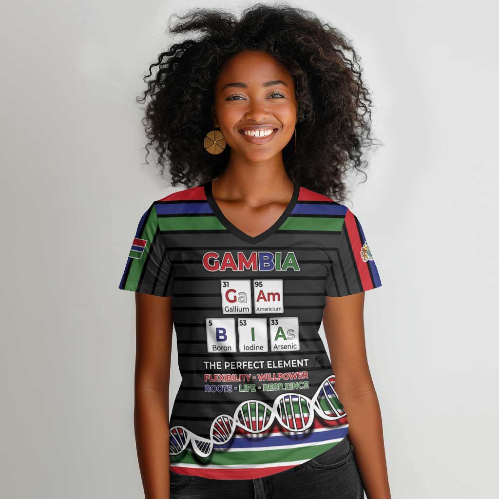Gambia Women V-Neck T-Shirt Perfect Periodic Element Of African - Wonder Print Shop