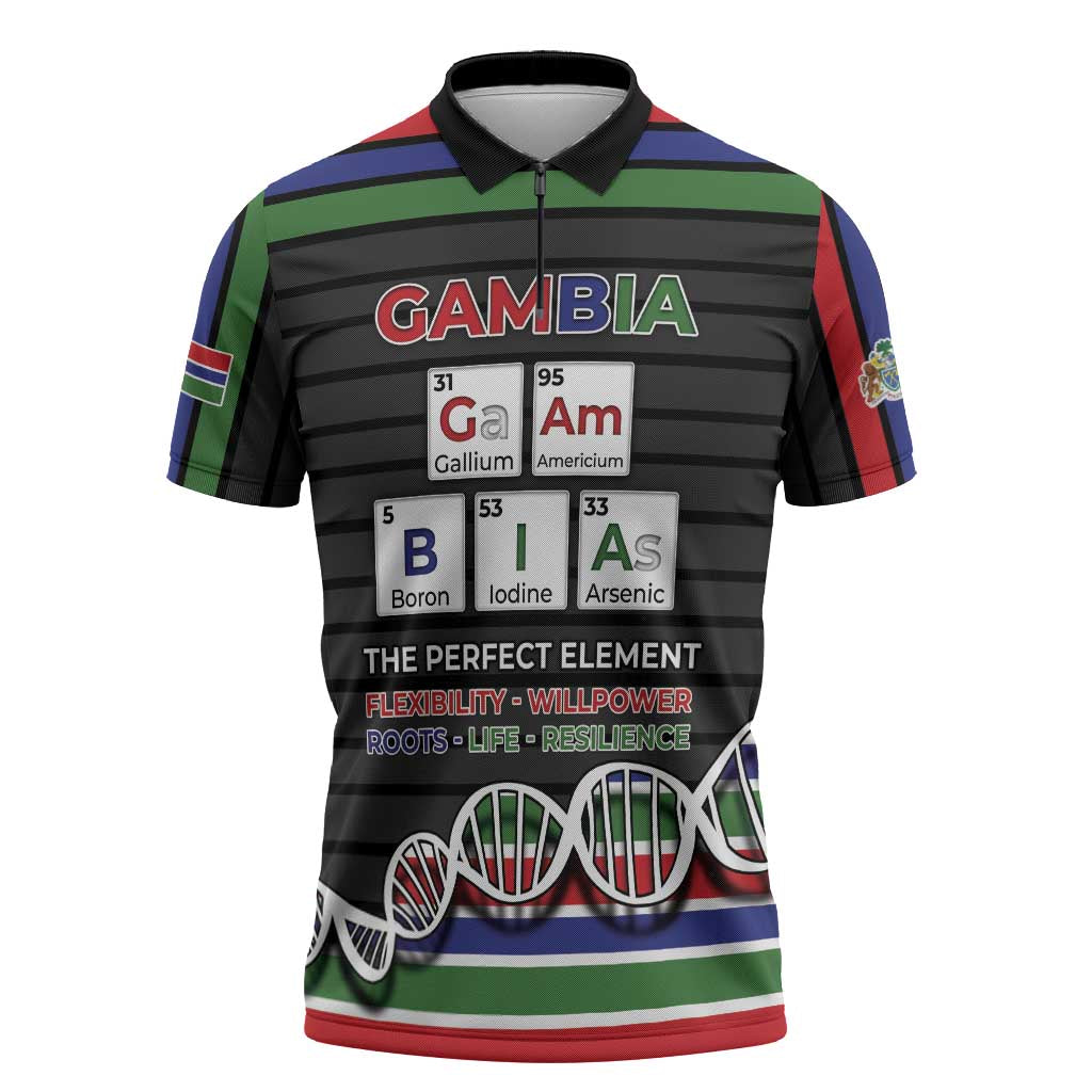 Gambia Zipper Polo Shirt Perfect Periodic Element Of African - Wonder Print Shop