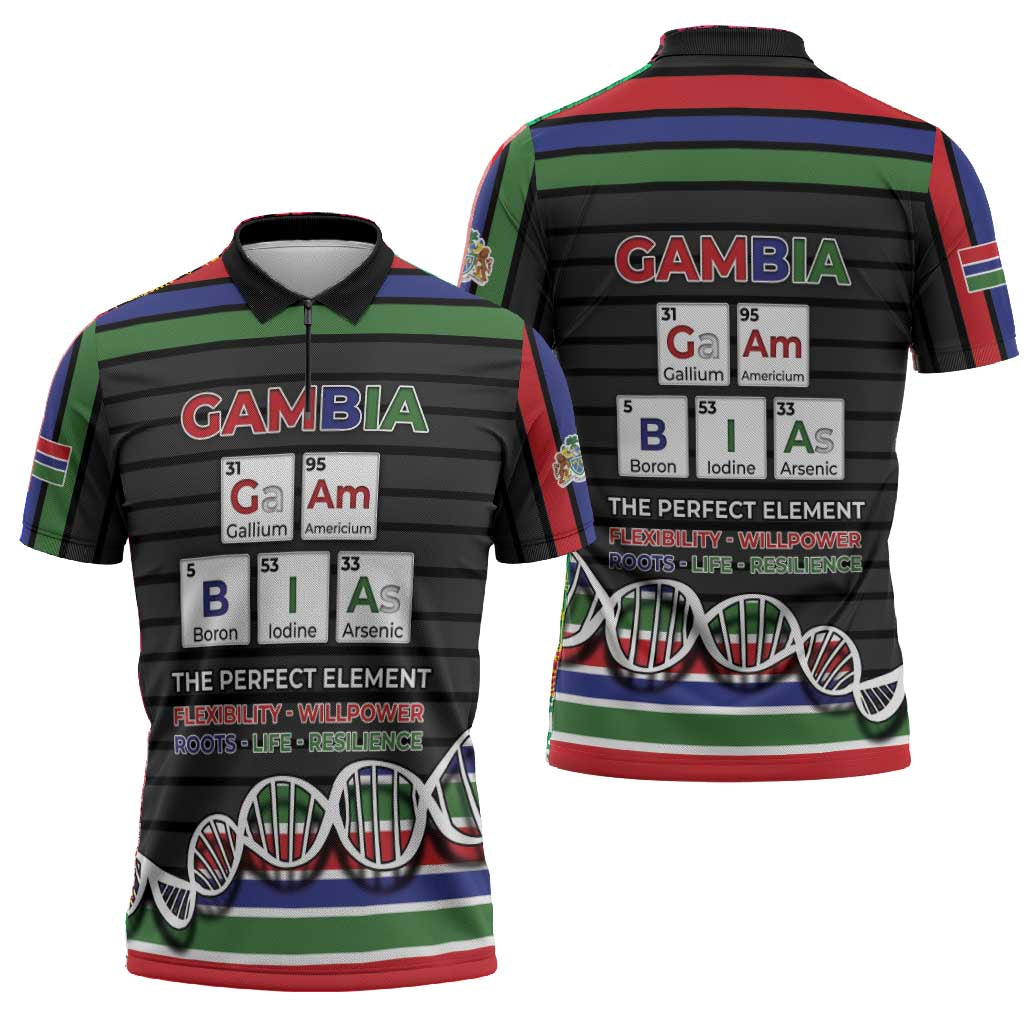 Gambia Zipper Polo Shirt Perfect Periodic Element Of African - Wonder Print Shop