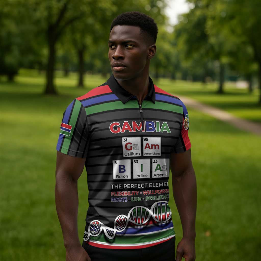 Gambia Zipper Polo Shirt Perfect Periodic Element Of African - Wonder Print Shop
