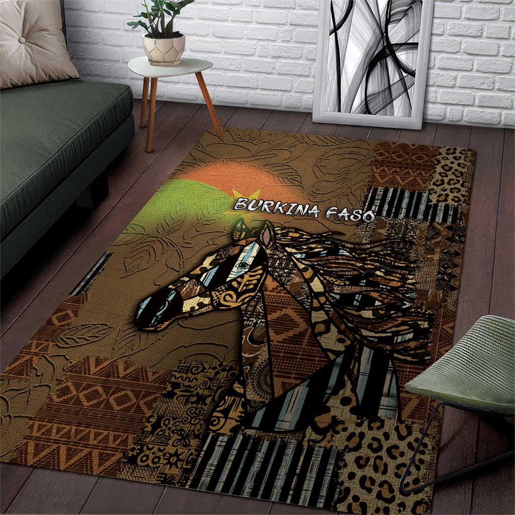 Burkina Faso Area Rug African Tribal Horse Patchwork Style - Wonder Print Shop