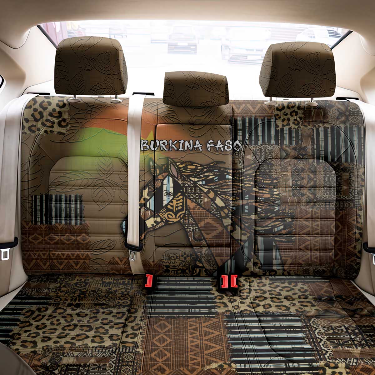 Burkina Faso Back Car Seat Cover African Tribal Horse Patchwork Style - Wonder Print Shop
