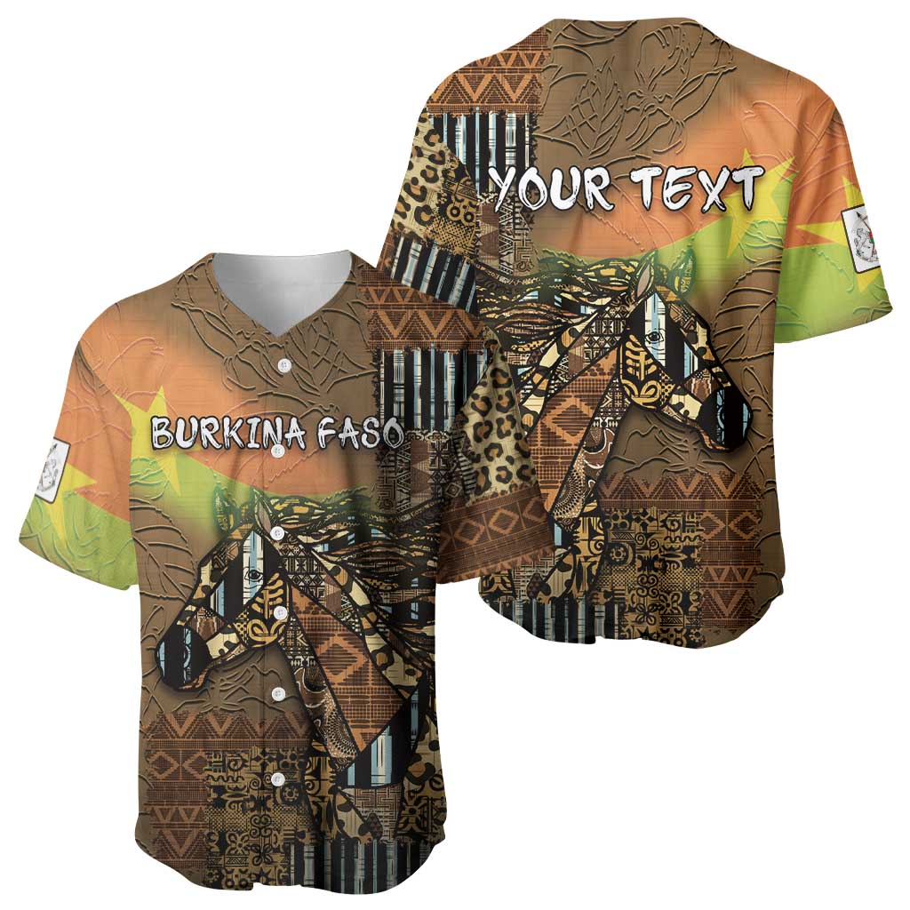 Personalized Burkina Faso Baseball Jersey African Tribal Horse Patchwork Style - Wonder Print Shop