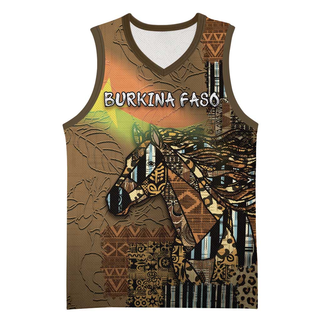 Personalized Burkina Faso Basketball Jersey African Tribal Horse Patchwork Style - Wonder Print Shop