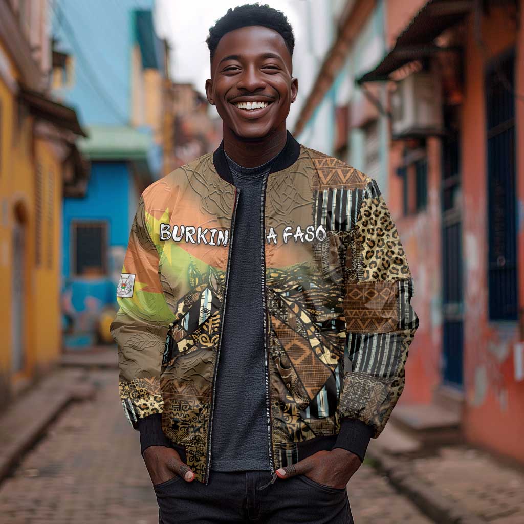 Personalized Burkina Faso Bomber Jacket African Tribal Horse Patchwork Style - Wonder Print Shop