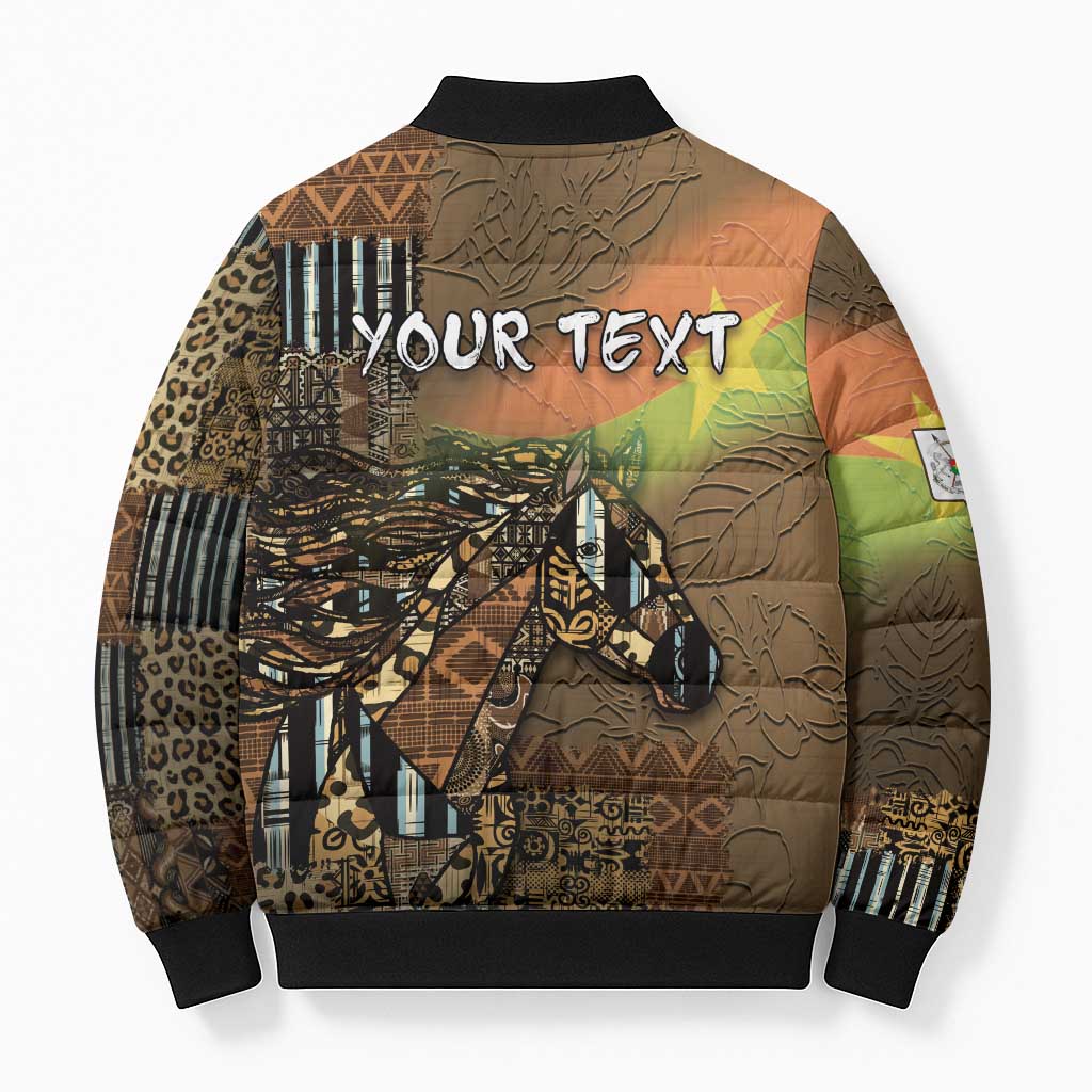 Personalized Burkina Faso Bomber Puffer Jacket African Tribal Horse Patchwork Style - Wonder Print Shop