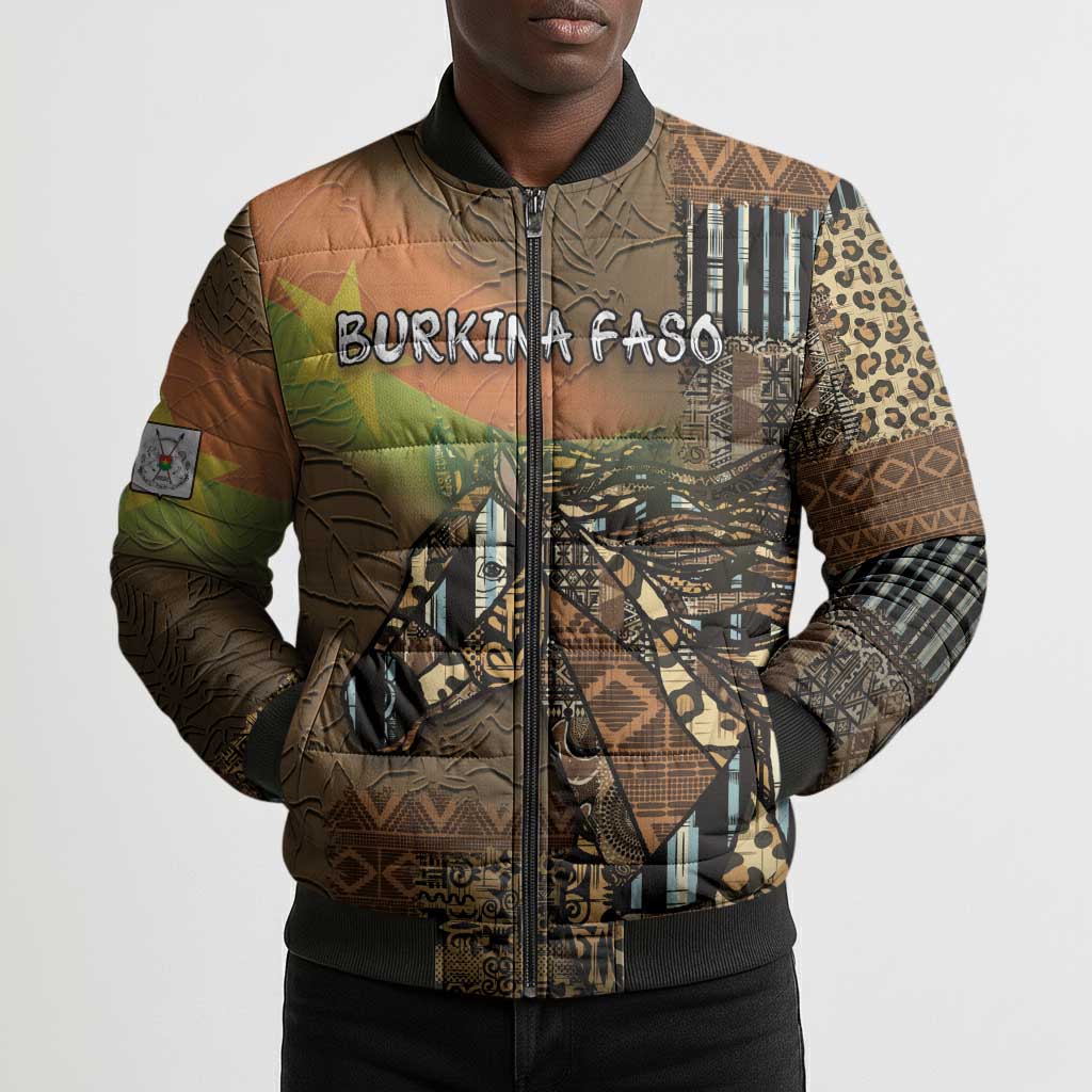Personalized Burkina Faso Bomber Puffer Jacket African Tribal Horse Patchwork Style - Wonder Print Shop