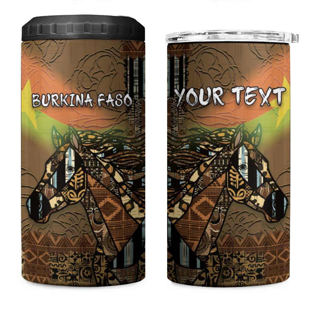 Personalized Burkina Faso 4 in 1 Can Cooler Tumbler African Tribal Horse Patchwork Style - Wonder Print Shop