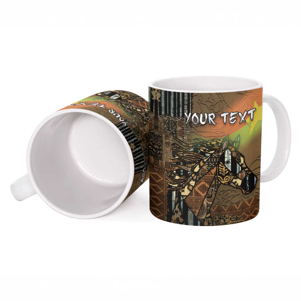 Personalized Burkina Faso Ceramic Mug African Tribal Horse Patchwork Style - Wonder Print Shop