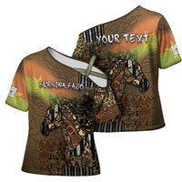 Personalized Burkina Faso Cross Shoulder Shirt African Tribal Horse Patchwork Style - Wonder Print Shop