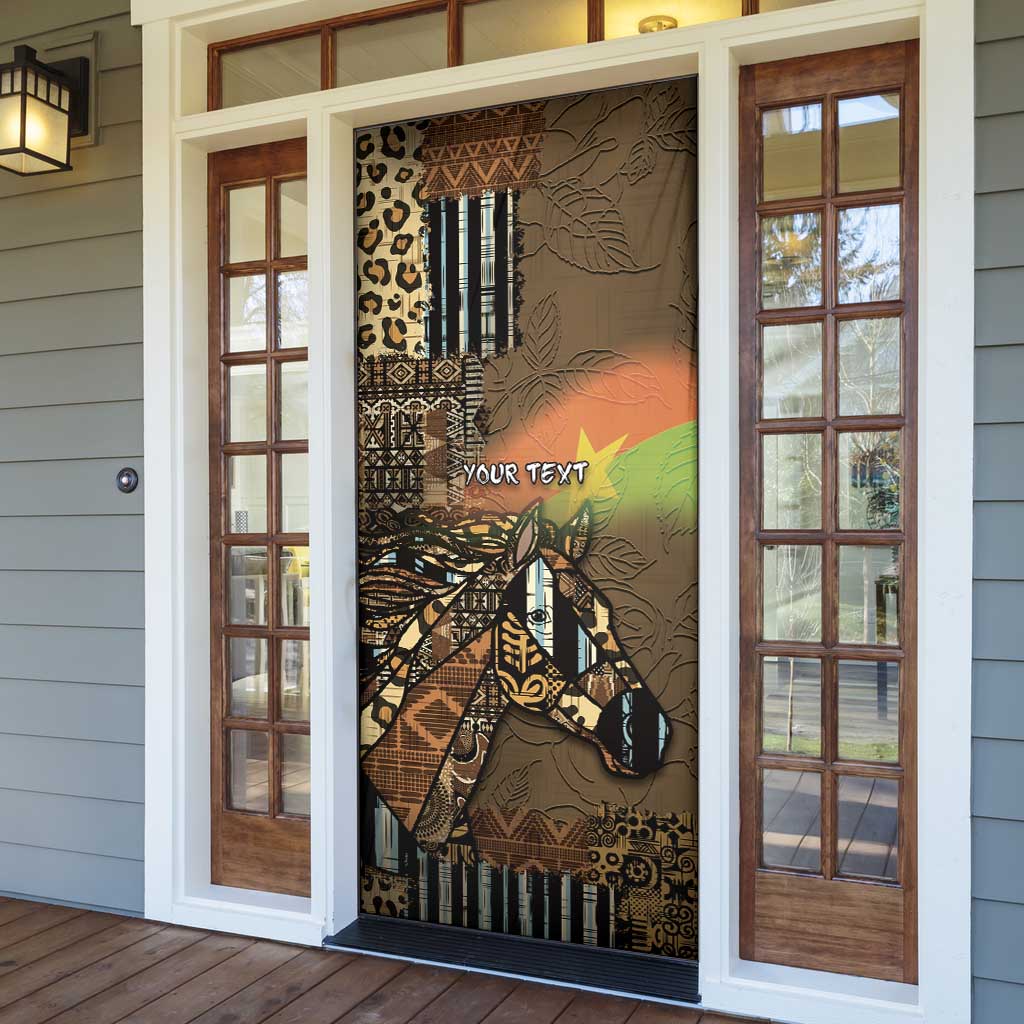 Personalized Burkina Faso Door Cover African Tribal Horse Patchwork Style - Wonder Print Shop