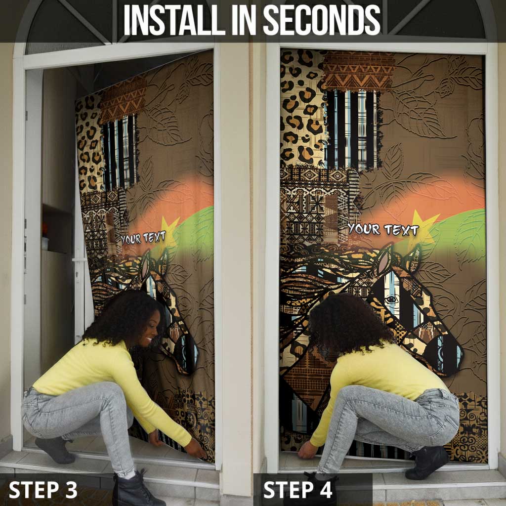 Personalized Burkina Faso Door Cover African Tribal Horse Patchwork Style - Wonder Print Shop