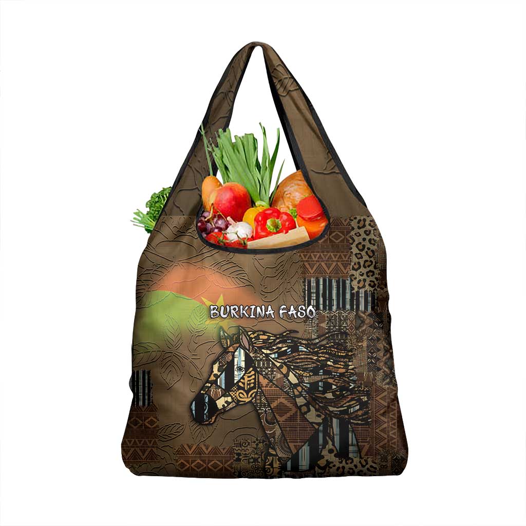 Burkina Faso Grocery Bag African Tribal Horse Patchwork Style - Wonder Print Shop