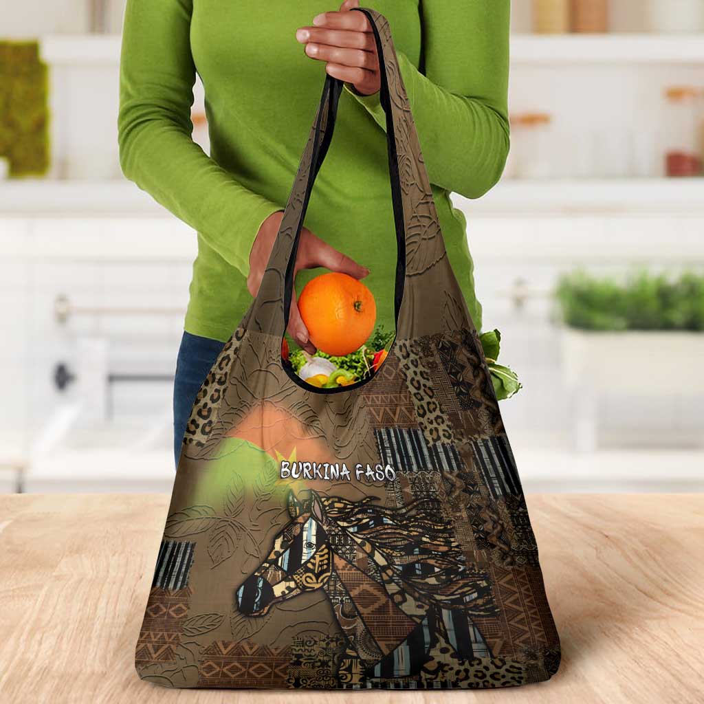 Burkina Faso Grocery Bag African Tribal Horse Patchwork Style - Wonder Print Shop