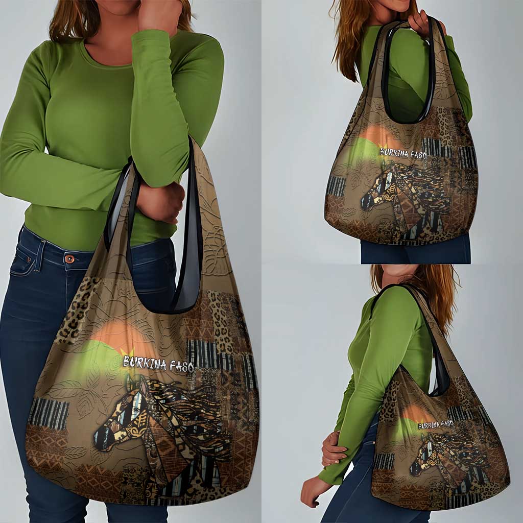 Burkina Faso Grocery Bag African Tribal Horse Patchwork Style - Wonder Print Shop