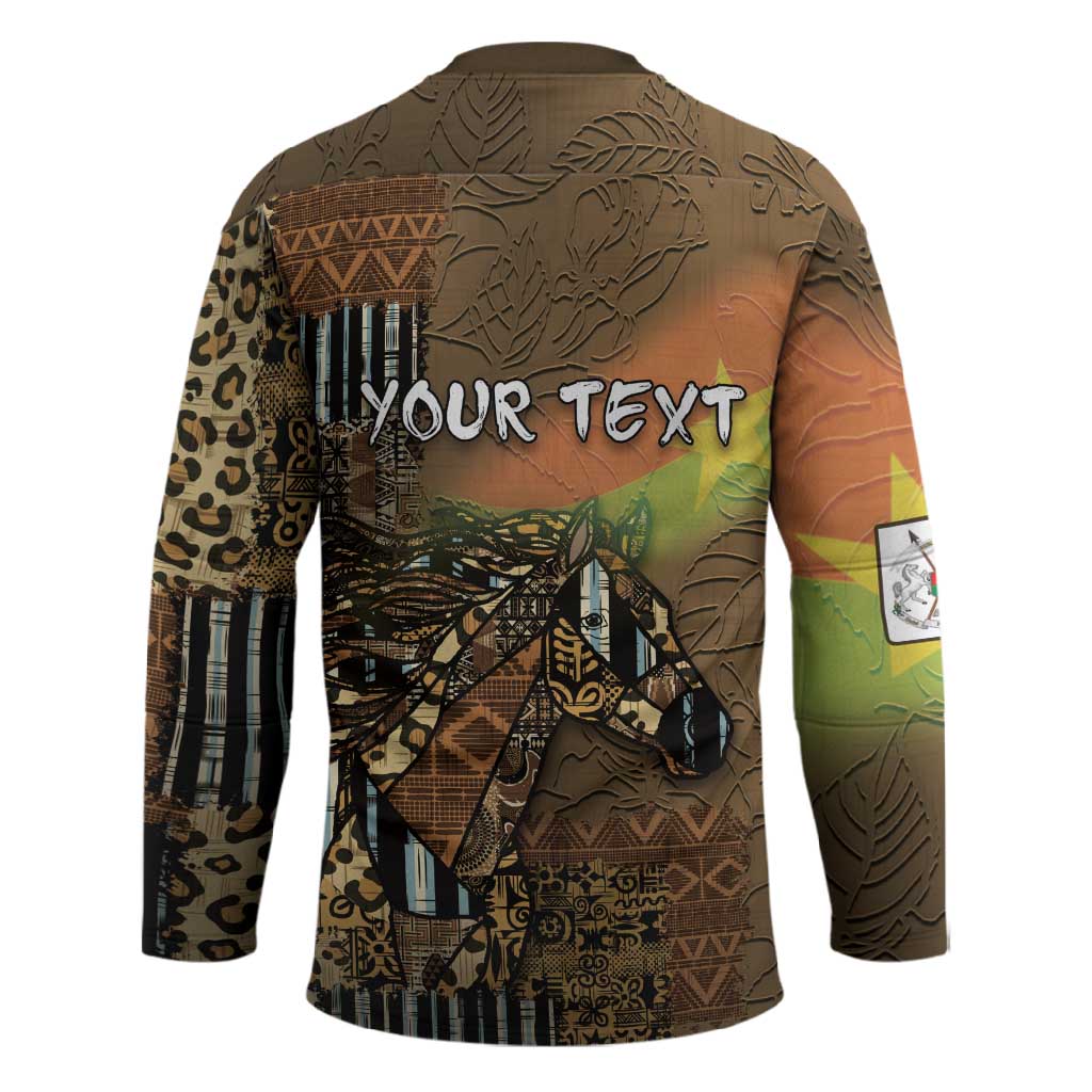 Personalized Burkina Faso Hockey Jersey African Tribal Horse Patchwork Style - Wonder Print Shop